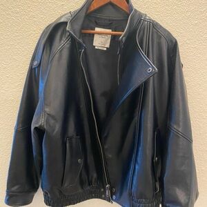 Abercrombie & Fitch Black faux leather bomber Jacket- YSL knockoff- M -sold out